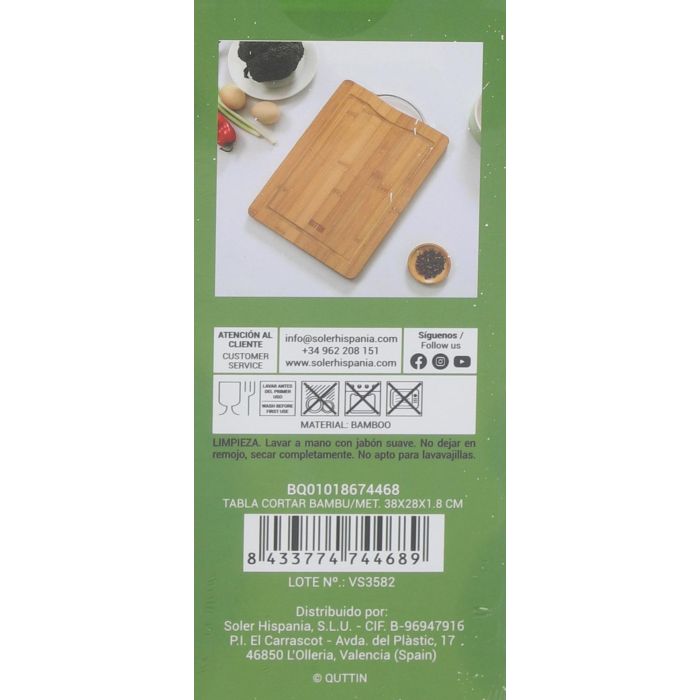 Tabla de cortar bambú Quttin 38x28x1.8 cm (12 Unidades) 11 Tabla de cortar bambú Quttin 38x28x1.8 cm (12 Unidades) 11
