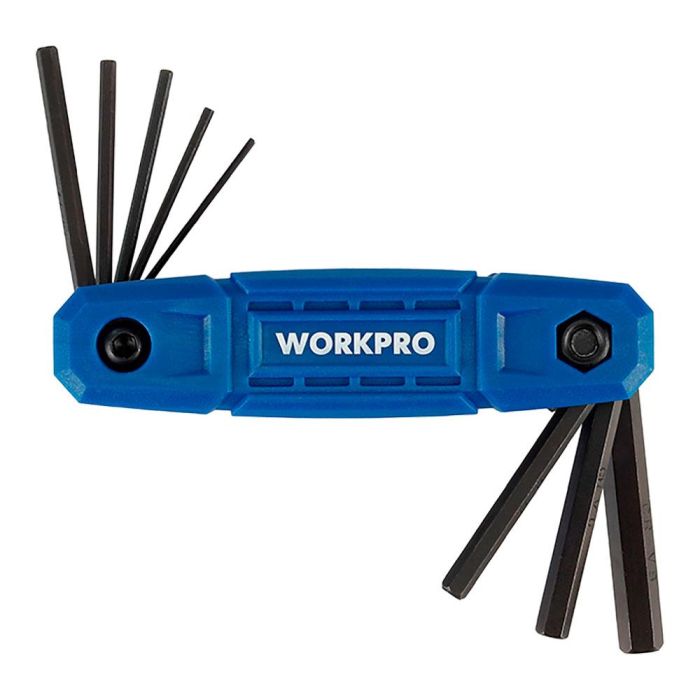 Workpro Llaves Allen Plegables Cr-V Mango Ergonómico Reforzado, Juego Métrico de 8 Piezas (1.5-8mm)