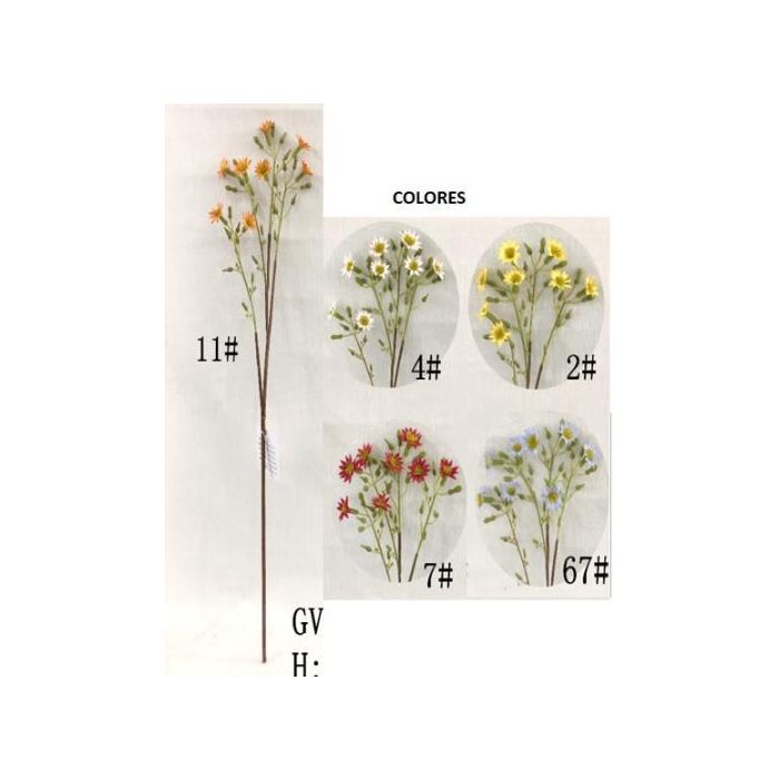 DKD Home Decor Flor Artificial Poliéster PE 15x57x15 cm Colores Surtidos: Blanco, Amarillo, Lila, Rojo - Pack 48 Unidades