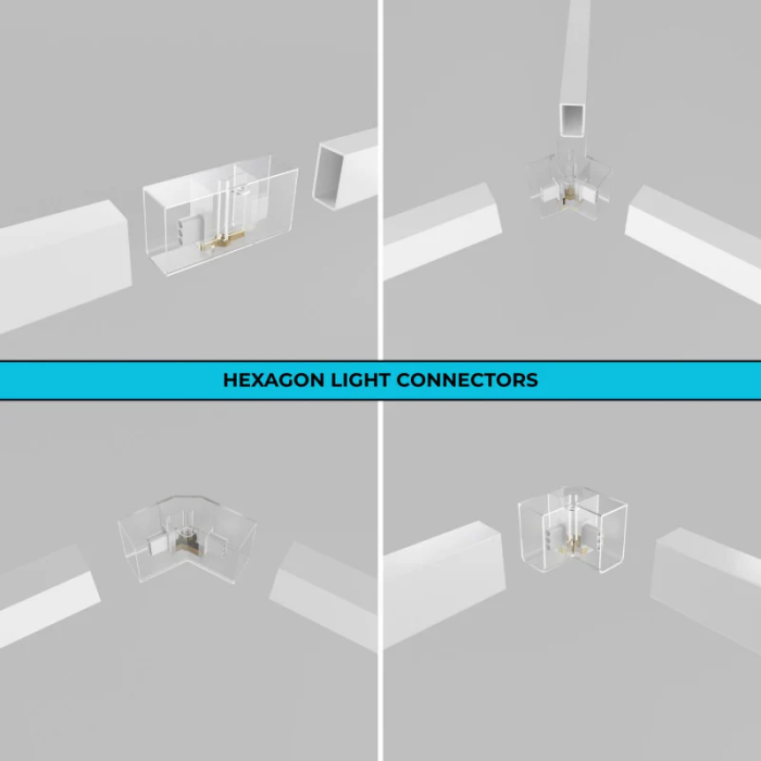 Lámpara LED Hexagonal 6000K 500W 55000 lúmenes 14 Hexágonos 44cm + Rectángulo 500cm 4