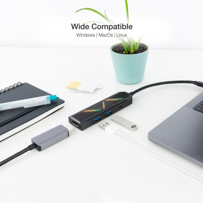 Nanocable Hub USB-C 4 en 1 con HDMI 1.4, 4K 30Hz, USB-A 3.2, Power Delivery 100W - Compatible con Windows, MacOS, Android, Linux 2 Nanocable Hub USB-C 4 en 1 con HDMI 1.4, 4K 30Hz, USB-A 3.2, Power Delivery 100W - Compatible con Windows, MacOS, Android, Linux 2
