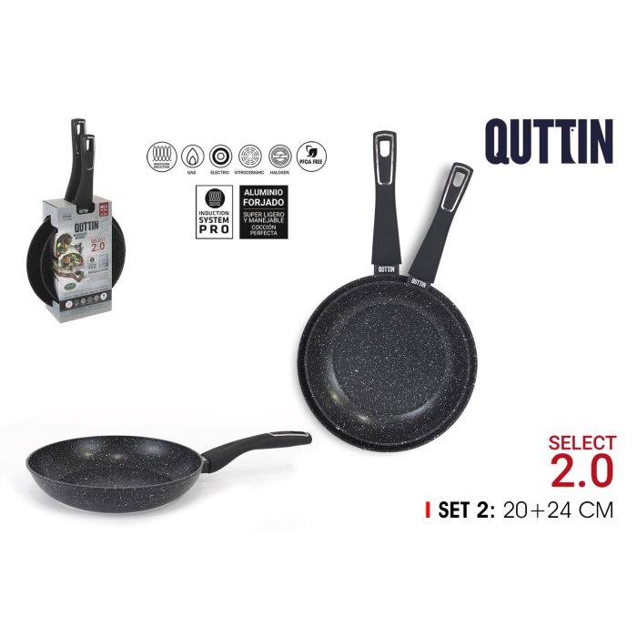 Set de 2 sartenes de aluminio forjado Quttin (4 Cajas) Set de 2 sartenes de aluminio forjado Quttin (4 Cajas)