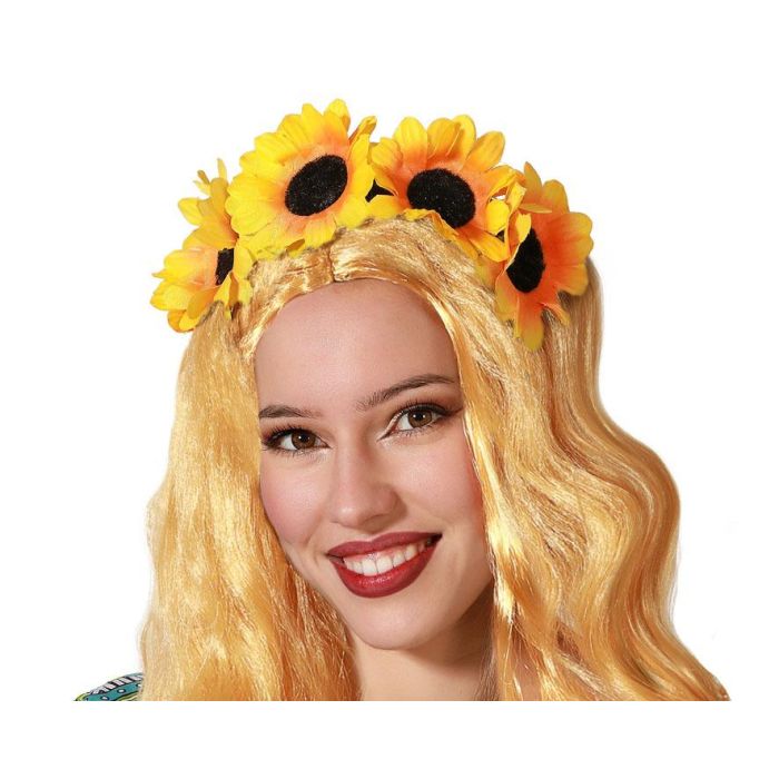 Diadema Corona De Girasoles Con Cinta Amarilla Para Disfraces, Festivales Y Sesiones De Fotos