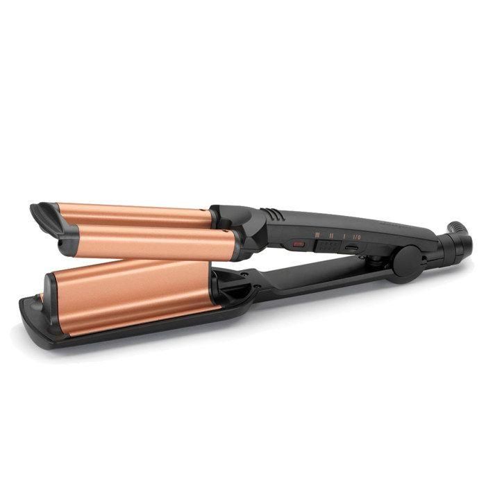 BaByliss W2447E Ondulador de Pelo Deep Waves Styler con Placas de Turmalina-Cerámica Anchas y 3 Temperaturas (160-200°C)