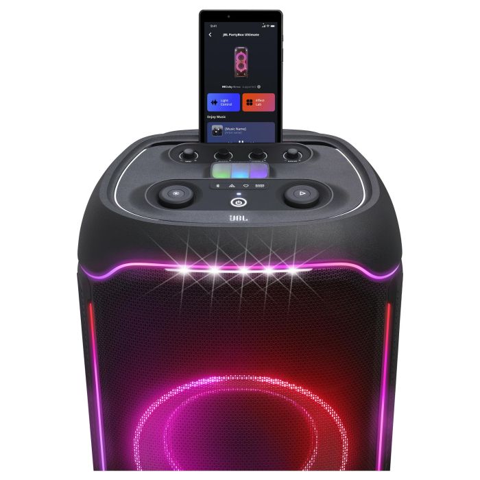 JBL PartyBox Ultimate - Altavoz para Fiestas con Bluetooth 5.3 y WiFi, Potencia 1100W, Iluminación LED, IPX4, Transportable, Color Negro