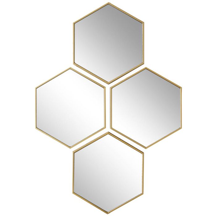 Juego De 4 Espejos Hexagonales Home Deco Factory Juego De 4 Espejos Hexagonales Home Deco Factory