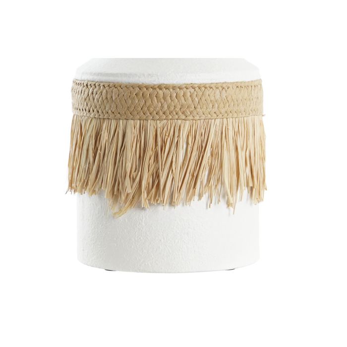 DKD Home Decor Jarron Decorativo Estilo Boho Blanco Natural de Metal y Fibra, 16 cm Largo x 20 cm Ancho x 40 cm Alto 1 DKD Home Decor Jarron Decorativo Estilo Boho Blanco Natural de Metal y Fibra, 16 cm Largo x 20 cm Ancho x 40 cm Alto 1