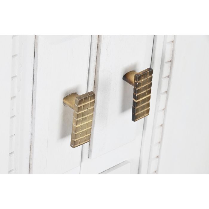 DKD Home Decor Aparador Moderno Colección Cruz Rombo Blanco Dorado de Mango y Latón Hecho a Mano, 2 Puertas, 2 Estantes, 93x41x114 cm 7