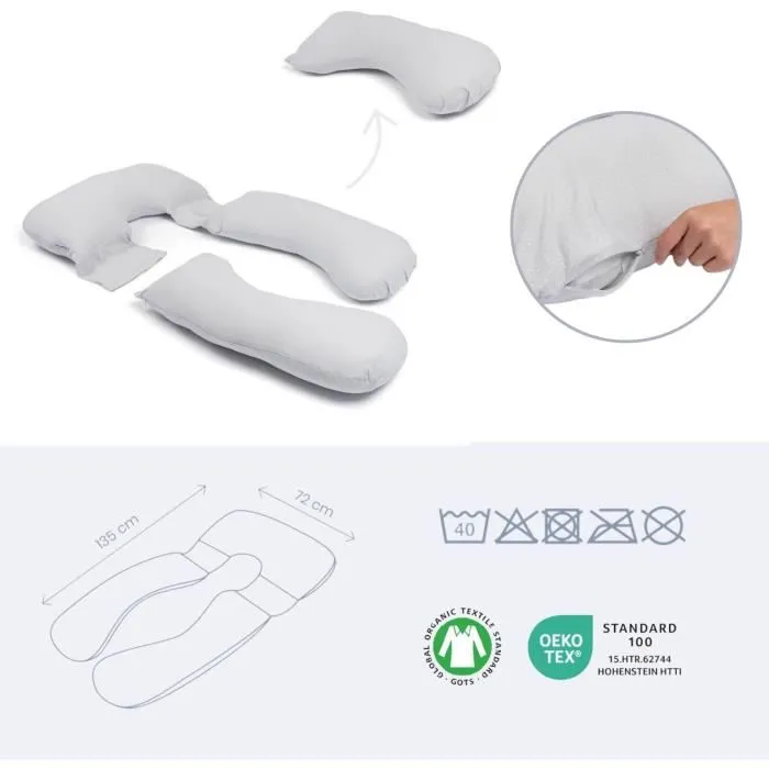 Doomoo DOO5400653010381 Almohada de Embarazo y Lactancia XXL Ultra Cómoda Gris 4