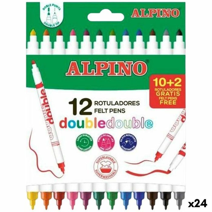 Set de Rotuladores Alpino Double Multicolor 12 Piezas (24 Unidades)