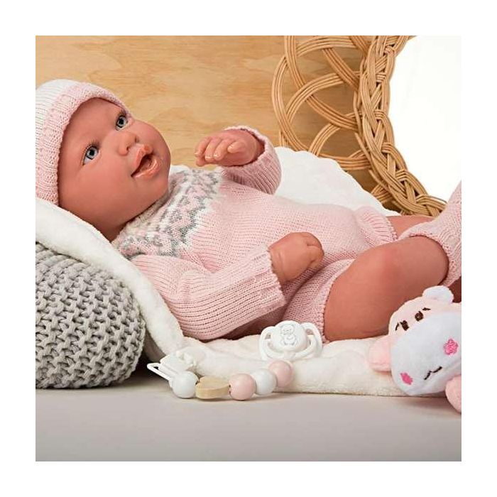 Muñeca reborn arias 45 cm anais c/manta y peluche 12