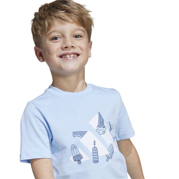 Camiseta de Manga Corta Infantil Adidas Lk Ice Azul Azul cielo M 1