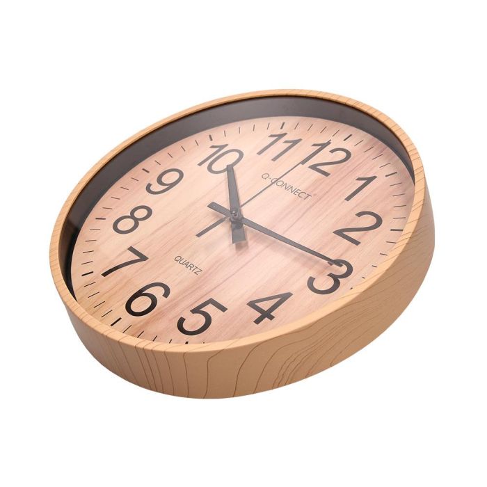 Reloj Q-Connect De Pared De Plastico Redondo 25,7 cm Movimiento Silencioso Color Madera Natural 4