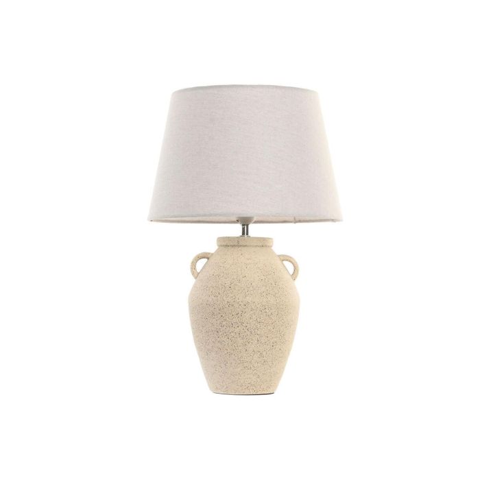 DKD Home Decor Lámpara Sobremesa Blanco Rozado Gres y Lino 33 x 50 x 33 cm