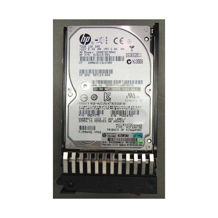 Hewlett Packard Enterprise 72GB hot-plug SAS hard drive - 15,000 RPM, 6GB/s transfer rate, 2.5-inch small form factor, dual-port 1 Hewlett Packard Enterprise 72GB hot-plug SAS hard drive - 15,000 RPM, 6GB/s transfer rate, 2.5-inch small form factor, dual-port 1