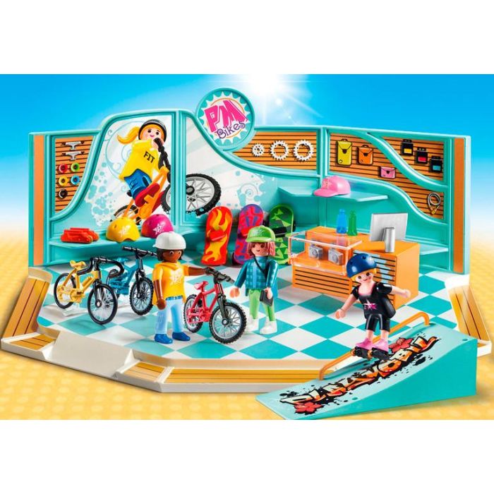Playmobil 9402 Tienda De Skate Y Bicicleta Incluye Rampa Y Figuras Para Patinar Y Montar En Bicicleta +4 Años 2