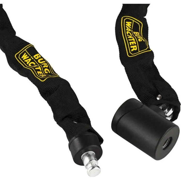 Burg Wachter Candado de Cadena para Bicicleta 580 90 Negro Acero 6mm Textil Alta Resistencia 2 Llaves 2