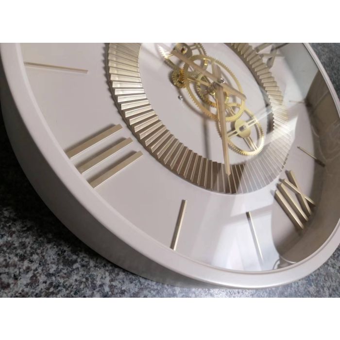 DKD Home Decor Reloj de Pared Glamour Beige y Dorado de Hierro y Cristal, 59.5 x 59.5 x 8.5 cm 1