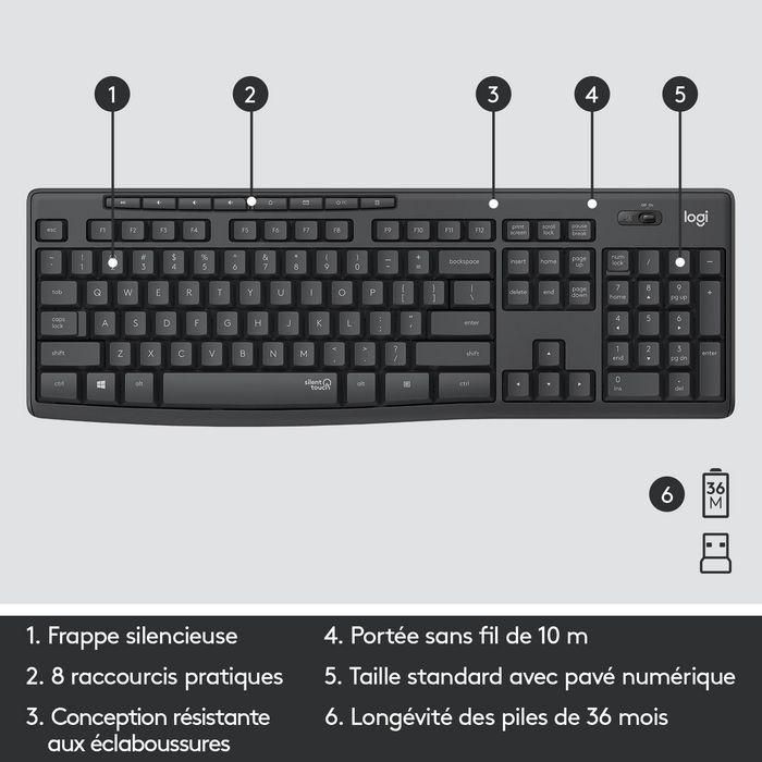 Logitech Combo Inalámbrico Silencioso MK295, Teclado y Ratón, Tecnología SilentTouch, Español 21 Logitech Combo Inalámbrico Silencioso MK295, Teclado y Ratón, Tecnología SilentTouch, Español 21