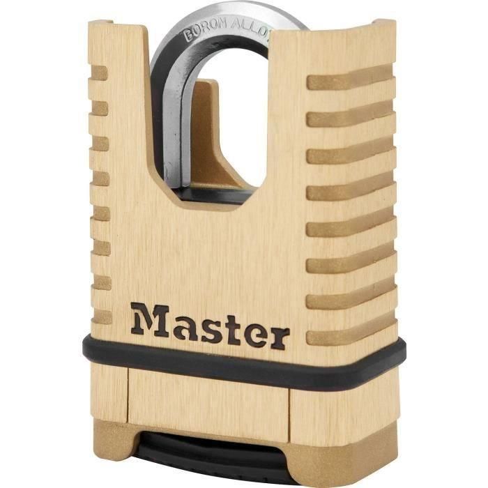 Master Lock M1177EURD Candado Combinación Programable Excell Alta Seguridad Latón Macizo con Grillete Protegido 10.000 Combinaciones