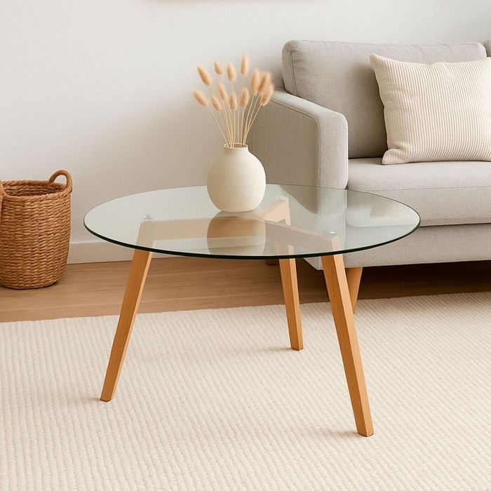 Versa Mesa Auxiliar Nanga 45x90 cm - Bambú y Cristal Templado 1