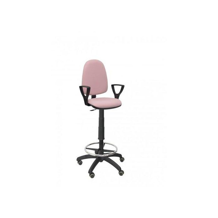 Taburete Piqueras Y Crespo Ayna Brazos Fijos Ergonomico Mecanismo De Contacto Permanente Regulable En Altura Y Aro Reposapies Ruedas De Parquet Asiento Y Respaldo Tapizados Bali Rosa Palido