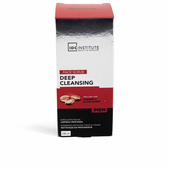Idc Institute DEEP CLEANSING Exfoliante Facial de Limpieza Profunda para Hombres con Vitamina C, Colágeno y Carbón, 100 ml