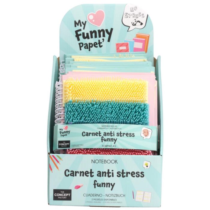 The Concept Factory Libreta Anti Stress Kawaii Cuaderno con Espiral y Tiras de Silicona de Colores Modelos Surtidos Panda o Gato 1