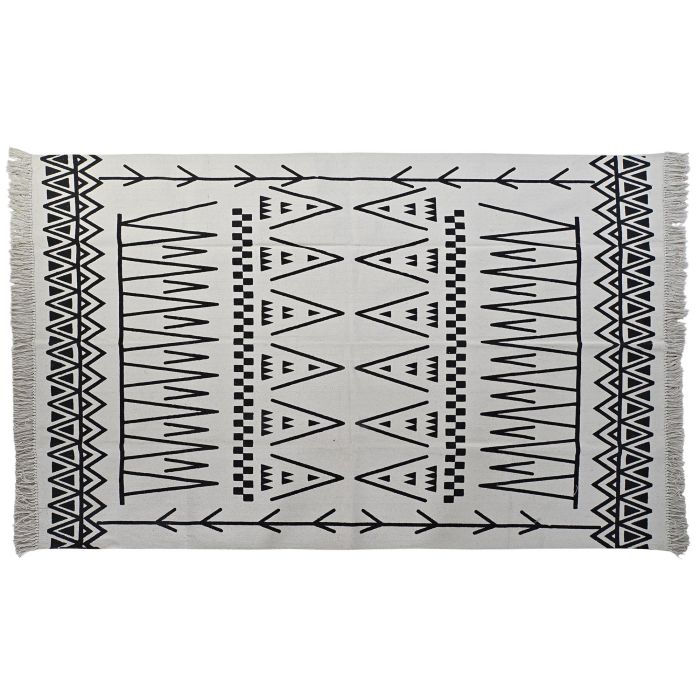 DKD Home Decor Alfombra de Suelo Decorativa Boho Ikat, Blanco Negro, Poliéster, 250x160 cm, 1000 gsm