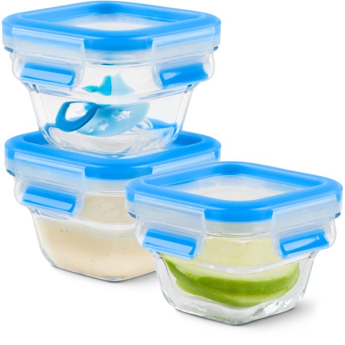 Emsa N10507 Clip & Close Glas Frischhaltedosen-Set 3-teilig Transparent/Blau 3 Emsa N10507 Clip & Close Glas Frischhaltedosen-Set 3-teilig Transparent/Blau 3