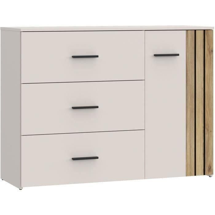 Cómoda - WAIKATO - 3 cajones - 1 puerta - Blanco - 119,9 x 41,3 x 89,7 cm 1