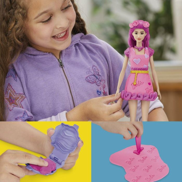 Juego de Plastilina Play-Doh Barbie Hearts & Hair Multicolor 6 Juego de Plastilina Play-Doh Barbie Hearts & Hair Multicolor 6