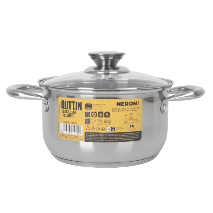 Cacerola Inde 18 cm (3L) Acero Inoxidable con Tapa New Ner (6 Unidades) 2 Cacerola Inde 18 cm (3L) Acero Inoxidable con Tapa New Ner (6 Unidades) 2