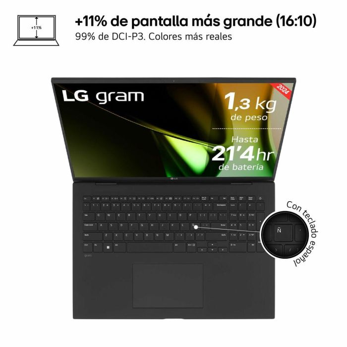 LG 17ZD90S Portátil Gram Intel Core Ultra 7 155H 16GB RAM 512GB SSD 16" WQXGA Ultraligero 23h Batería FreeDOS Negro 21
