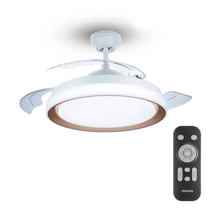 Philips Ventilador de Techo Bliss con Luz LED, Color Dorado, Ø106 cm, Mando a Distancia, 28W + 35W, 4500 lm, 2700K-5500K