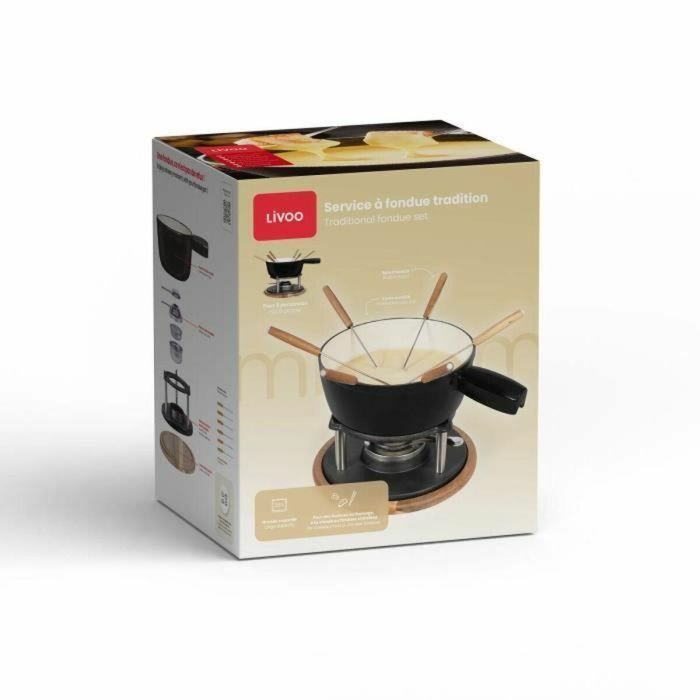 Livoo MEN426N Juego de Fondue Tradicional 2.6L para 6 Personas en Hierro Fundido Esmaltado 1