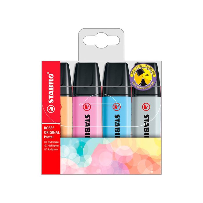 Rotulador Stabilo Boss Fluorescente 70 Pastel Estuche De 4 Unidades Colores Surtidos 4