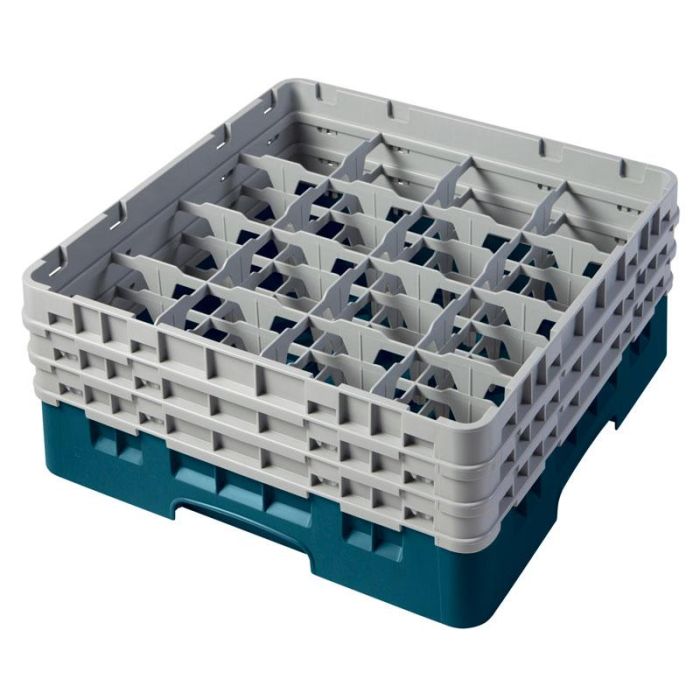 CAMBRO - 16S638-414 - Cesta de lavado 16 comp. 3 alturas - 10,9 cm Ø máx. - alt. máx. 17,6 cm - 50 x 50 x 22,5 cm - Cerceta