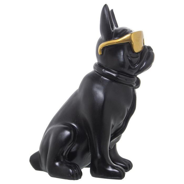 Figura Decorativa Alexandra House Living Negro Dorado Plástico Gafas Perro 19 x 27 x 26 cm 4