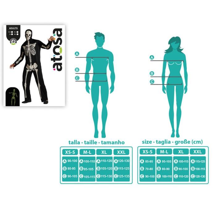 Disfraz Mono Brillante De Esqueleto Con Máscara Para Hombre Adulto M-L Halloween