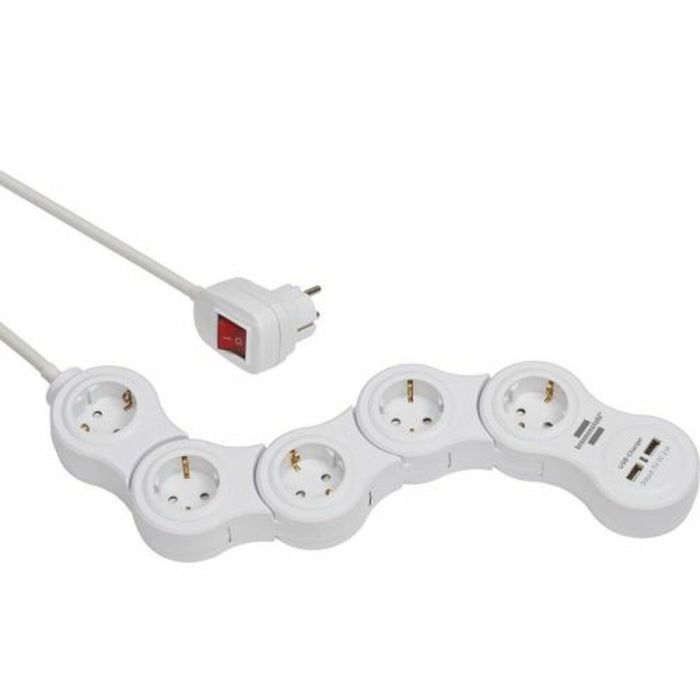Regleta Enchufes 5 Tomas con Interruptor Brennenstuhl Vario-Power Blanco 3600 W USB x 2 (1,4 m) 0 Regleta Enchufes 5 Tomas con Interruptor Brennenstuhl Vario-Power Blanco 3600 W USB x 2 (1,4 m) 0