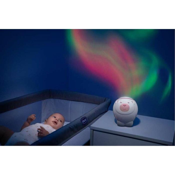 Chicco Proyector Oso Polar Rosa 2 en 1 con Luces y Música Personalizables para Bebés +0 Meses, Pilas AAA, 13x13x14.5 cm 4