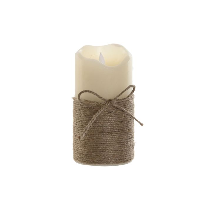 DKD Home Decor - Vela LED Basicos con Movimiento, Cera, Yute, Acabado Natural, Crema Marrón, 7.5x15x7.5 cm, Pack 16 Unidades. 0 DKD Home Decor - Vela LED Basicos con Movimiento, Cera, Yute, Acabado Natural, Crema Marrón, 7.5x15x7.5 cm, Pack 16 Unidades. 0