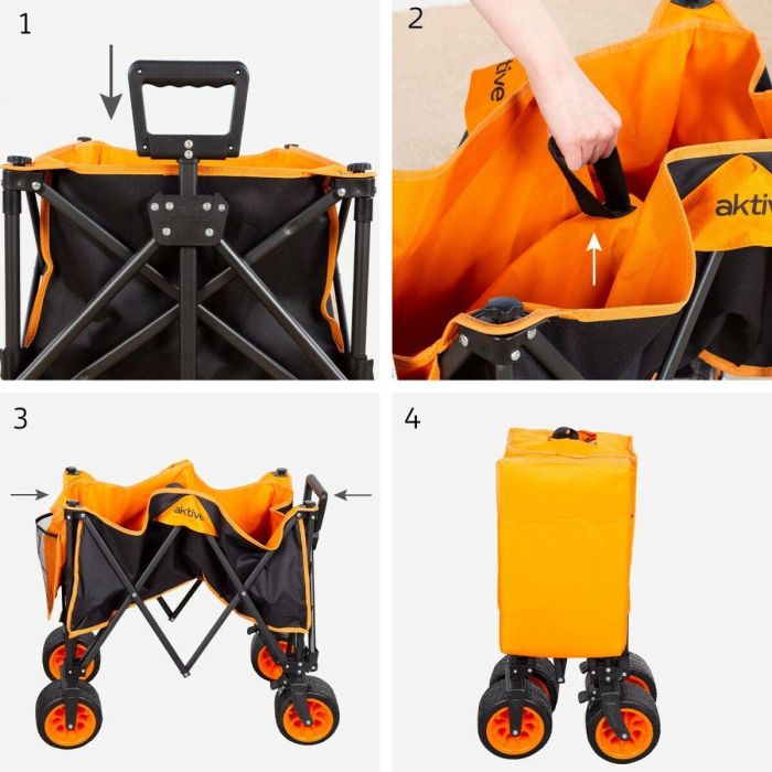 Carro Multiusos Aktive Naranja Poliéster PVC Acero 86 x 108 x 44 cm Plegable Playa 2 Carro Multiusos Aktive Naranja Poliéster PVC Acero 86 x 108 x 44 cm Plegable Playa 2