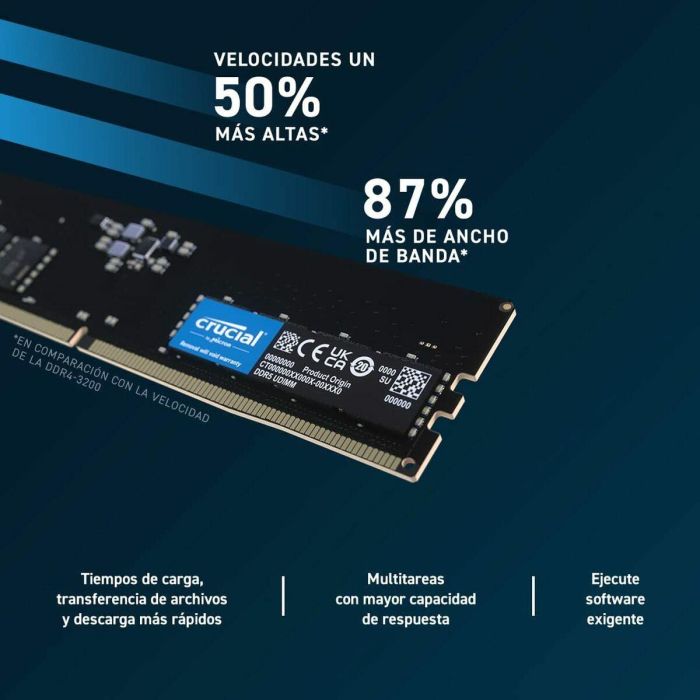 Memoria RAM Crucial CT2K16G48C40U5 DDR5 4800 MHz 32 GB CL40 8 Memoria RAM Crucial CT2K16G48C40U5 DDR5 4800 MHz 32 GB CL40 8