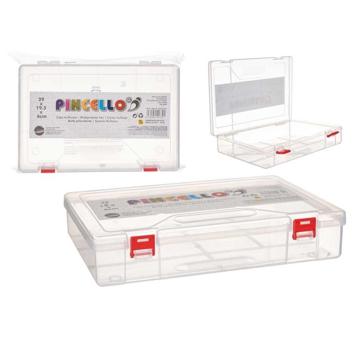 Caja Multiuso Plana Transparente Grande Pincello 29X6CM (24 Unidades) Caja Multiuso Plana Transparente Grande Pincello 29X6CM (24 Unidades)