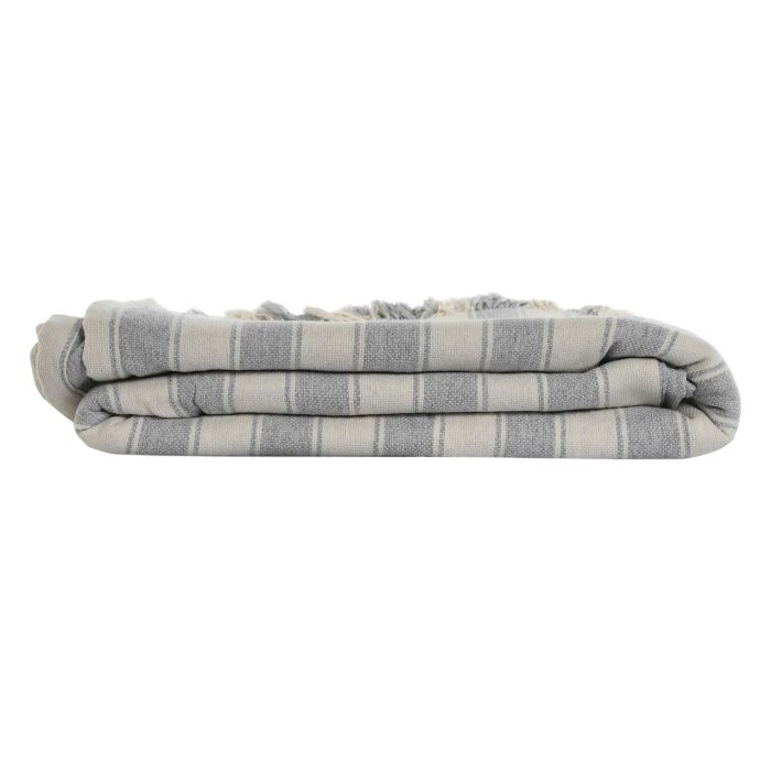 Plaid Basicos DKD Home Decor Gris Crudo 260 x 230 cm (2 Unidades) 2