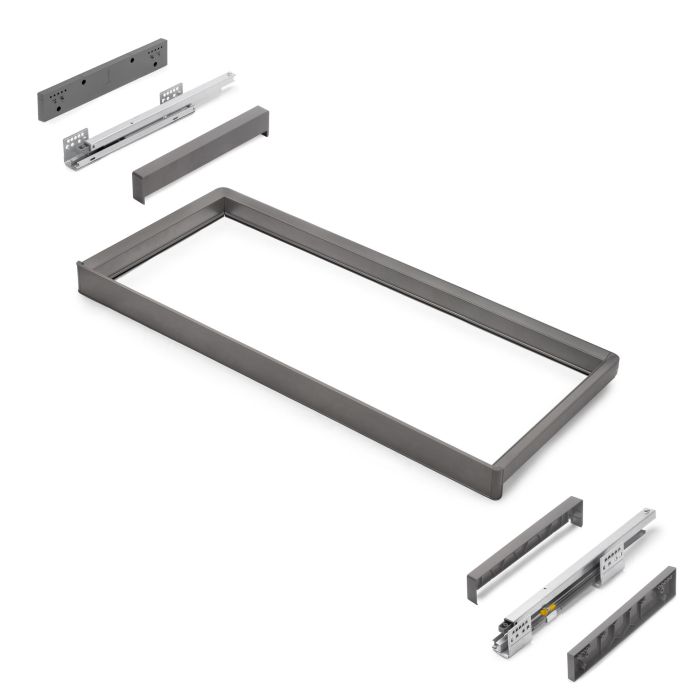 Emuca Bastidor con guías de cierre suave y extracción total para accesorios de armario Quartz, 887-913mm, Aluminio y Plástico, Titanio