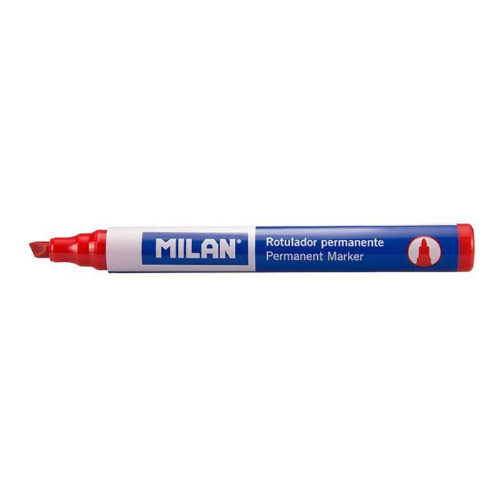 Milán Rotuladores permanentes punta biselada rojo, caja 12 unidades, punta 1-4mm, tinta alcohol 0 Milán Rotuladores permanentes punta biselada rojo, caja 12 unidades, punta 1-4mm, tinta alcohol 0
