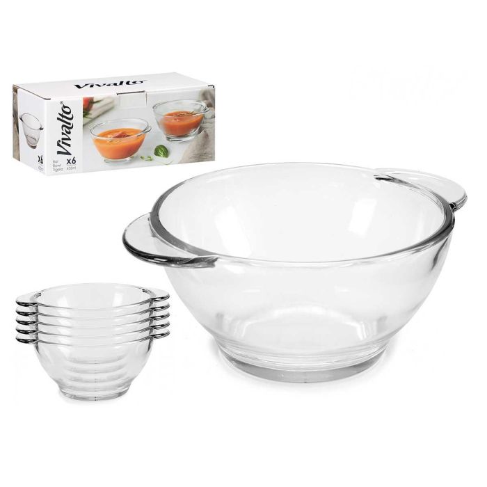 Bol Consome con Asas 43,5 cl Vidrio Transparente - Vivalto 16,5x6,5x13,3 cm (24 Unidades) Bol Consome con Asas 43,5 cl Vidrio Transparente - Vivalto 16,5x6,5x13,3 cm (24 Unidades)